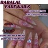 BABALAL Long Stiletto Press on Nails Purple Pink Fake Nails Aurora Heart Glue on Nails 3D Wave Design Acrylic Nails 24Pcs Bling Stiletto False Nails