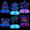 Chinco 6 Pcs Glow Party Birthday Centerpieces Neon Birthday Decorations Honeycomb Birthday Centerpieces Neon Centerpieces for Tables Neon Birthday Party Supplies(Vibrant)