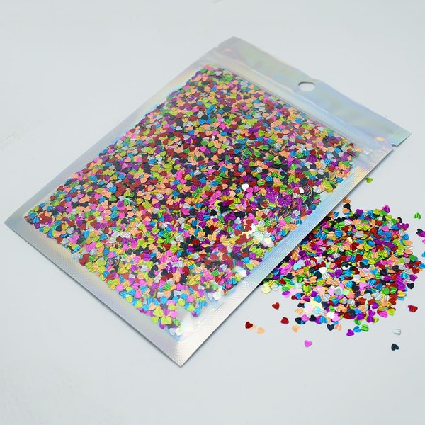 Foluvinzzis Shape Glitter, 1oz Heart Shape Glitter Colorful Nail Sequins Glitter Powder for Tumblers, Nails, Resin, Cosmetics