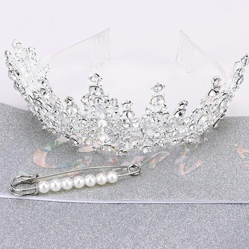 TOBATOBA Birthday Sash Birthday Crowns for Women Girls, Birthday Girl Sash and Tiara Set, Silver Birthday Crown and Sash for Women, Princess Birthday Decorations for Girls Birthday Gifts for Girls