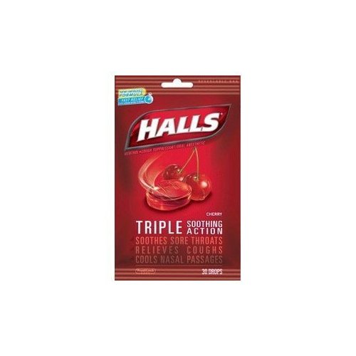 Halls Cough Suppressant Drops Cherry - 80 ct, Pack of 2
