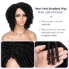 WIGER Dreadlock Wig Short Faux Locs Twist Wigs For Black Women Afro Braided Curly Synthetic Wigs For African American Women Daily Party Use（6 inch,1B)