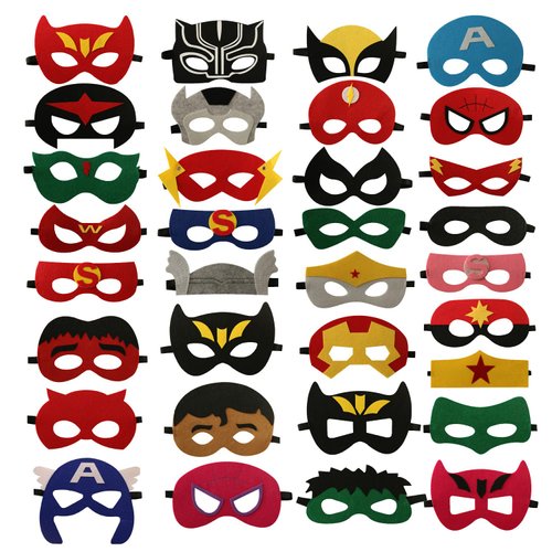 DANGSHAN 33 Packs Superhero Masks Party Favors for Kids Toys Set, Dress Up Birthday Festival Christmas Halloween Cosplay Party Supplies Party Masks with 33 Different Types for Children