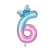 40inch Starry Sky Butterfly Number 6 Balloons, Giant Big Foil Mylar Helium Numbers Balloons 6, Butterfly Themed Birthday Party Supplies Balloons, 6th Birthday Party Decorations (Number 6)