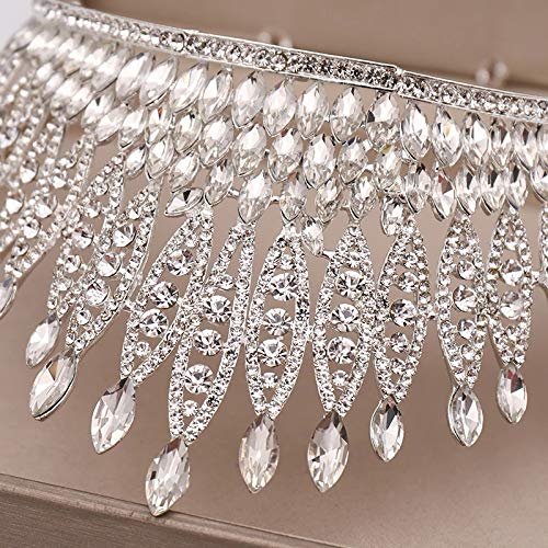 KODENG Trendy Silver Color Rhinestone Crystal Queen Big Crown Bridal Wedding Tiara Women Beauty pageant Bridal Hair Accessories Jewelry (Silver)