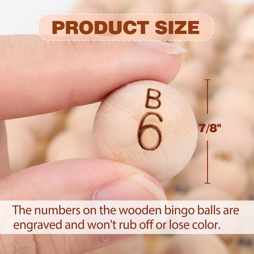 GSE Games & Sports Expert 7/8-Inch Bingo Balls, Solid Wooden Replacement Bingo Game Balls for Parties, Bingo Nights, Prize Raffles