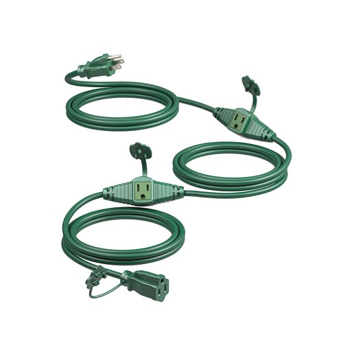DEWENWILS 25 Ft Outdoor Extension Cord, Evenly Spaced 3 Outlets Plugs with Safety Cover, 16/3 SJTW Weatherproof Wire for Outdoor Lights, UL Listed