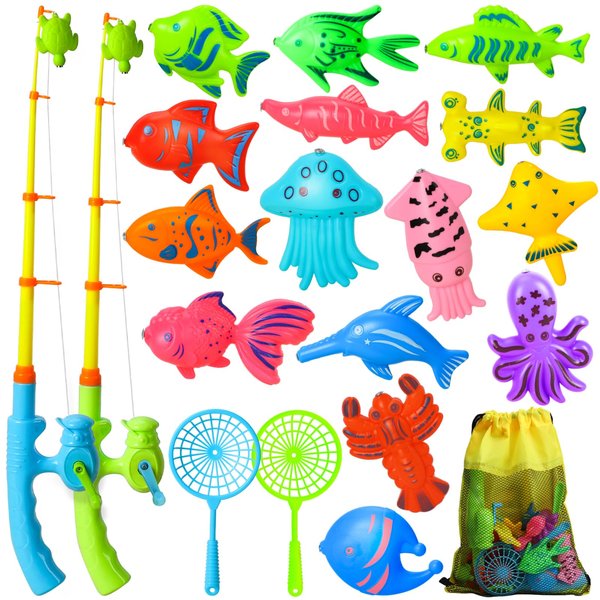 TOY Life Magnetic Fishing Game for Kids 3-5 with 2 Toddler Fishing Poles,Bath Toys for Kids Ages 1-3, 3 Years Old Magnetic Fishing Toys for Toddlers, Bath Toys for Kids Ages 4-8