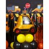 96 Pack Construction Birthday Party Supplies Dump Truck Party Decorations Kits Set with Balloons Garland kit, Construction Backdrop, Foil Balloons, Curtains and Traffic Signs