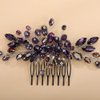 Rumtock Purple Rhinestones Beads Silver Hair Comb Side Headpiece for Wedding Brides Women Girls Handmade Hair Accessories (Purple)