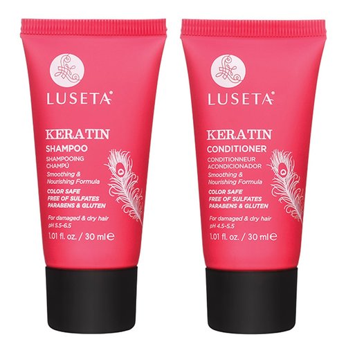 Luseta Keratin Shampoo and Conditioner Smooth and Hydrate Dry Damaged Hair Great for Color Treated Hair Sulfate Free and Gluten Free1.01 Fl Oz×2