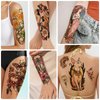 77 Sheets Temporary Tattoo, 17 Sheets Half Arm Cat Fox Owl Flower Buterfly Fake Tattoos for Adults Shoulder Neck, 60 Sheets Tiny Art Nouveau Temporary Tattoos Realistic for Women Girls and Kids