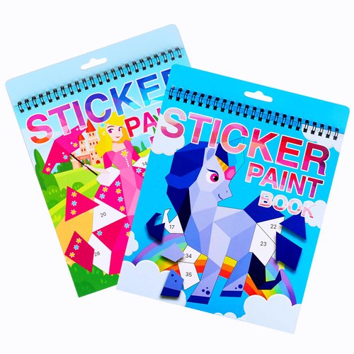 Crafts for Kids Ages 4-8 Sticker Paint Number Books Princess and Colorful Horses Sticker Puzzle Book Stickers for Kids Birthday Party Favors Car Plane Activities Travel Toy (Horse + Princess)