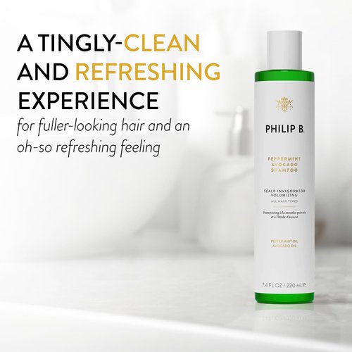 Philip B Pepperment Avocado Shampoo | Volumizing & Clarifying Shampoo Refreshes Scalp and Deep-Cleans Hair, 7.4 oz.
