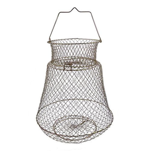 OperSeven Metal Rustproof Fish Basket, Collapsible Fshing Net Cage Fish Baskets for Live Fish Robust and Easy to Use