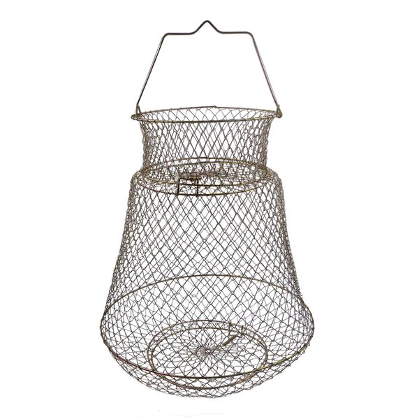 OperSeven Metal Rustproof Fish Basket, Collapsible Fshing Net Cage Fish Baskets for Live Fish Robust and Easy to Use