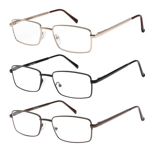Success Eyewear Reading Glasses Set of 3 Metal Full Rim Glasses for reading for Men and Women -+1