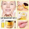 Honey Pot Lip Mask & Honey Lip Oil,Hydrating Lip Sleeping Mask Set for Lip Care,Moisturizing & Nourishing Lip Oil Gloss for Cracked Dry Lips（2PCS)