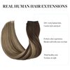 DOORES Human Hair Extensions Wire Hair Balayage Chocolate Brown to Honey Blonde 75g Hair Extensions Straight Wire Extensions Hairpiece with Transparent Fish Line 14 Inch