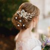 inSowni 17 Pieces Gold Metal Rhinestone Pearl Wedding Bridal Hair Side Comb Slides+U-shaped Flower Hair Pins+Pearl Twist Spiral Hairpins for Brides Bridesmaids Women Girls