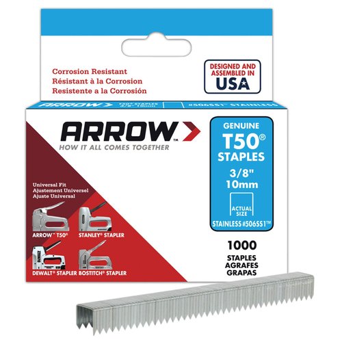 Arrow Fastener 506SS1 3/8" T50 Stainless Steel Staples