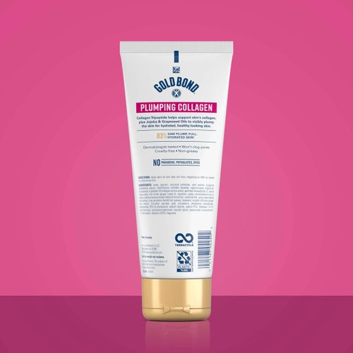 Gold Bond Plumping Collagen Body and Face Serum Lotion, Lightweight Hydrating Moisturizer with Collagen Peptide Complex, Jojoba and Grapeseed Oils to Visibly Plump Skin, Cherry Blossom Scent, 8 oz