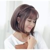 Uonlytech Front Hair Bangs Wigs Headband, Front Hair Bangs Fringe Hair Extensions Synthetic Wigs Headband Braided Wigs Headband for Women Girls, Brown