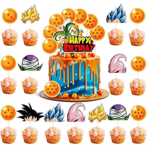 25PCS Birthday Party Cupcake Topper Cartoon Anime Theme Party Decorations Supplies kids Birthday Party Supplies