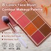 8 Colors Face Matte Blush Palette Shading Blusher with Brush - Buildable Facial Cheek Blusher Contour Bronzing Pressed Powder Makeup Pallet Women Gift Set (01 Matte)