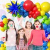 Red Blue Yellow Green Balloon Arch Kit, Carnival Circus Balloon Garland Kit with Star Foil Balloons Blue Yellow Green Balloons Party Supplies for Birthday Party Carnival Party Video Game Party