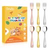 DRKIO Stainless Steel Toddler Utensils Set - 6 Pieces Kids Silverware Set Children Safe Food Grade Small Forks and Spoons Dishwasher Safe Mirror Polished