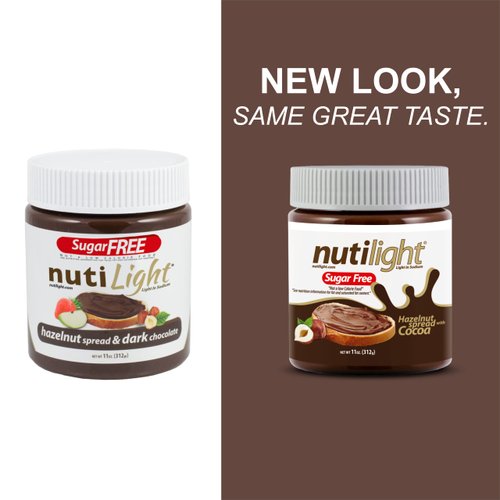 Nutilight Sugar Free Hazelnut Spread with Cocoa, Friendly, Vegan, Kosher, Non-GMO,100% Natural, Cholesterol-Free, Gluten-Free, and Soy-Free, 11 Ounces (Pack of 1)