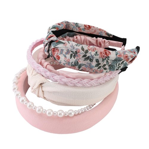 LifeDawn 6Pcs Headbands for Women, Knotted Headbands Pearl Head Bands Padded Headband Cute Hairba...