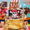 WERNNSAI 49 PCS Pirate Cupcake Toppers - Pirate Birthday Party Decorations for Kids Boys Halloween Parrot Octopus Pirate Ship Cake Toppers Picks Cake Decorations Pirate Theme Party Supplies Cake Decor