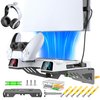 PS5 Wall Mount Kit with 3-level Cooling Fan and Dual Charging Station, PS5 Shelf Mount Compatible with PS5 Disc & Digital, PS5 Cooling Station for PS5 Accessories with Headset Holder, Not for PS5 Slim