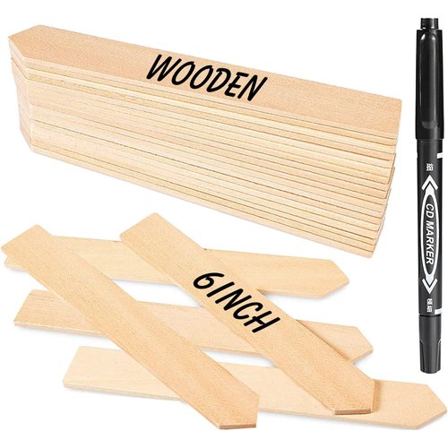 50Pcs Plant Labels 6 Inch Wooden Plant Tags Waterproof Garden Markers Plant Markers Garden Labels Sticks Eco-Friendly Wooden Plant Sign Stakes Sticks for Seed Pot Herbs Flowers Vegetables