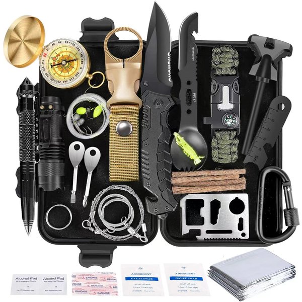 Survival Kit 35 in 1, First Aid Kit, Survival Gear, Christmas Birthday Gifts for Men Boyfriend Him Husband Camping, Hiking, Hunting, Fishing1