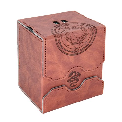 Zoopin Leather Deck Box with Built-in Spinning Life Counter, Brown for MTG,Yugioh,Pokeman,TES Legacy,Munchkins CCG Decks and Also Small Tokens or Dice- Hold 100 Sleeved Cards or 150 Naked Cards …