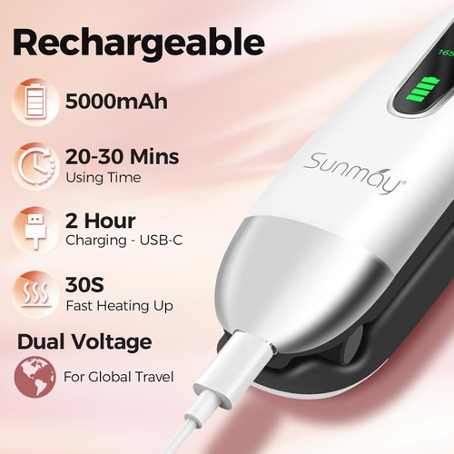 Sunmay Voga Cordless Hair Straightener and Curler 2 in 1, Portable Flat Iron Hair Straightener for Travel, Dual Voltage Titanium Wireless Straightening Iron for Women Touch-Ups - Not for Thick Hair