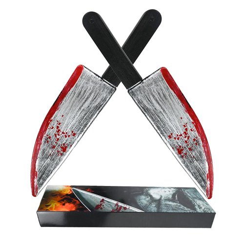 GYQMBT Knife Prop,2 PCS Halloween Plastic Fake Knife,Realistic Looking Prank,Halloween Fake Decoration Plastic Slasher Knife,Cosplay Horror Party Supplies