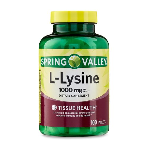Spring Valley L-Lysine Amino Acid Supplements, 1000 mg, 100 Count, Pack 1