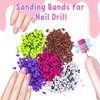 240Grit Nail Sanding Bands for Nail Drill, 100Pcs Fine Grit Nail Sanding Bands for Nail Drill with 3/32” Nail Sanding Bit for Natural Nail, Sanding Band for Nail Drill Set for Manicure & Pedicure