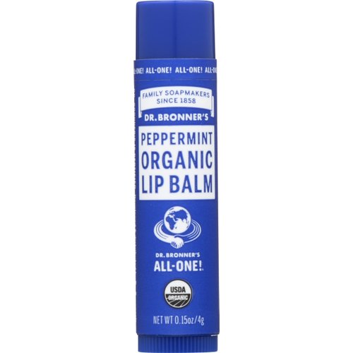 Dr Bronners Organic Lip Balm Peppermint 0.15 oz (Pack of 12)