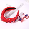 American Flag Headband Earrings 4th of July Star Beaded Knotted Headband Earrings for Women Girls USA Patriotic Red White Blue Rhinestone Jewelry Wide Knot Headband Independence Day Party Favors
