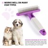 POODLIE Poodle Pet Dog Grooming Rake| Dematting Tool with Stainless Steel Shedding Comb for Pets | 2 Rows of Pins Gently Remove Loose or Tangled Hair from Undercoat | Purple Handle