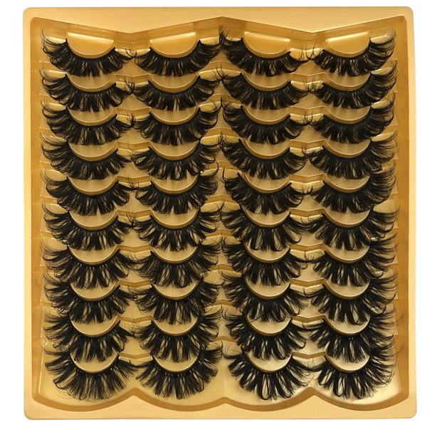 25MM Mink Lashes 25 mm False Eyelashes Long 20 Pairs Pack Dramatic 5D Full Volume Fake Eyelashes Wispy Curly Mink Eyelashes Wholesale (VG37), by TIMELABS