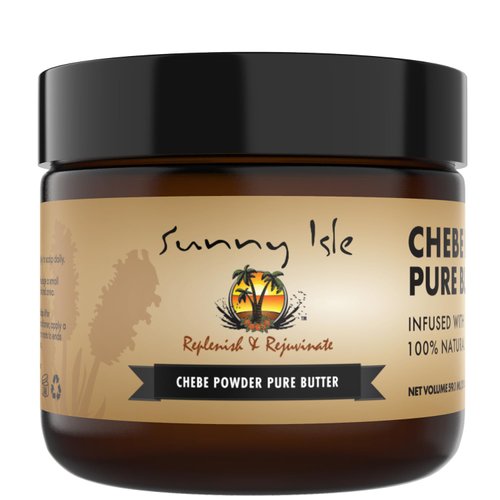 Sunny Isle Jamaican Black Castor Oil Pure Butter with African Chebe Powder 2oz | All-Natural Longer, Stronger Hair & Skin Moisturizer for All Types