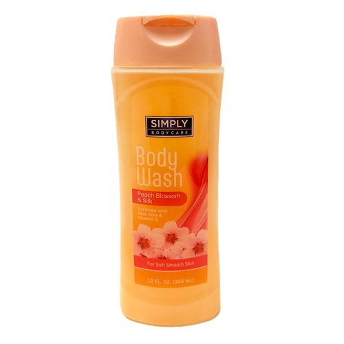 1 Women's Body Wash Aloe Vitamin E Soft Skin Shower Gel Soap Peach Blossom 12oz Moisturizing Hydrating Softening Cleansing Wash Healthy Glowing Skin Renewing Rejuvenating Clean Gentle Nourishing