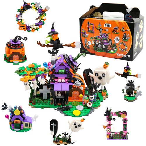 MooMoo Baby Christmas Building Blocks Toys for Kids 6 in 1 Building Blocks Gifts for Boys and Girls Halloween Building Toys Party Favors