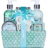 BRUBAKER Cosmetics Relaxing at Home Spa Bath Kit - Fresh Chamomile Scent - 7 Pcs Bath & Body Gift Set for Women - Includes Shower Gel, Body Lotion, Body Scrub, Bath Salts, Soap, Loofah & Nice Basket